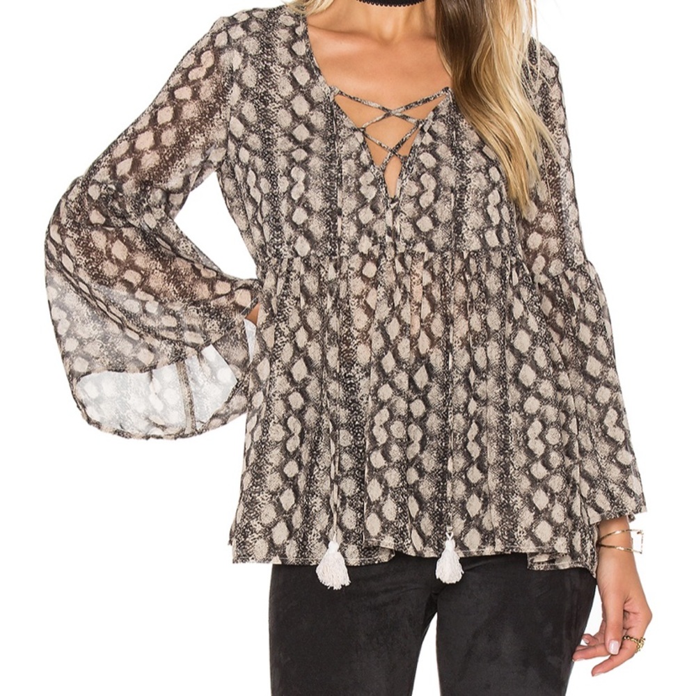 Show Me Your Mumu Poet Tie Top Sz S black diamond